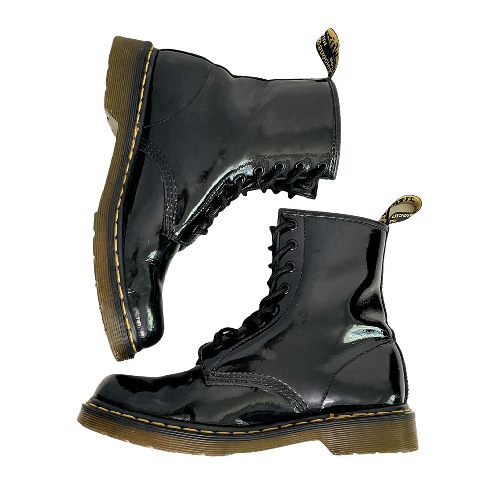 Dr Martens 1460 Combat Boot Black Patent Leather Women’s 9